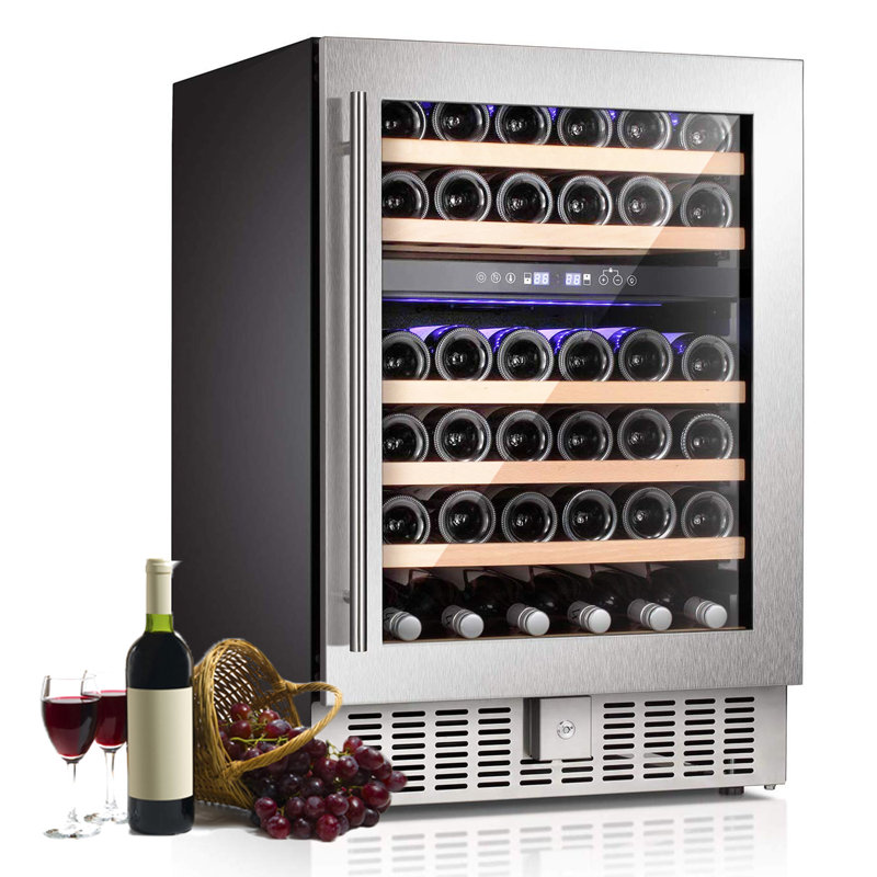R.W.FLAME 46 Bottle Stainless Steel Dual Zone Freestanding/BuiltIn